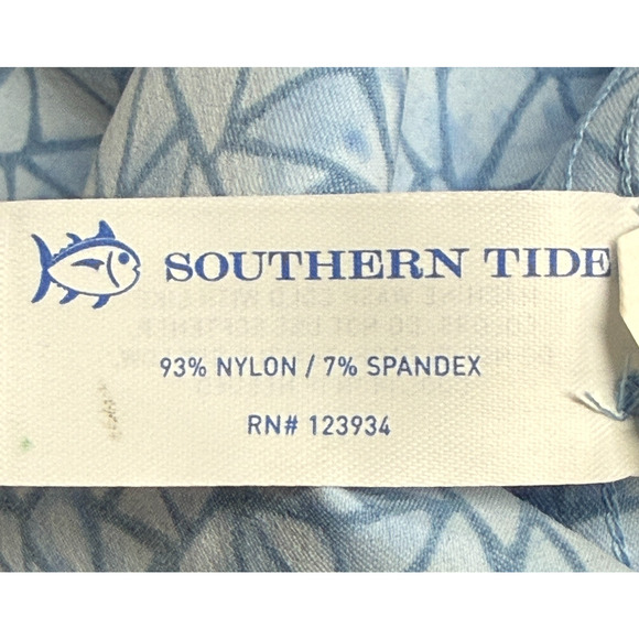 Southern Tide Shirt Mens XL Blue Geometric Nylon Stretch Short Sleeve Beachy - Picture 8 of 10